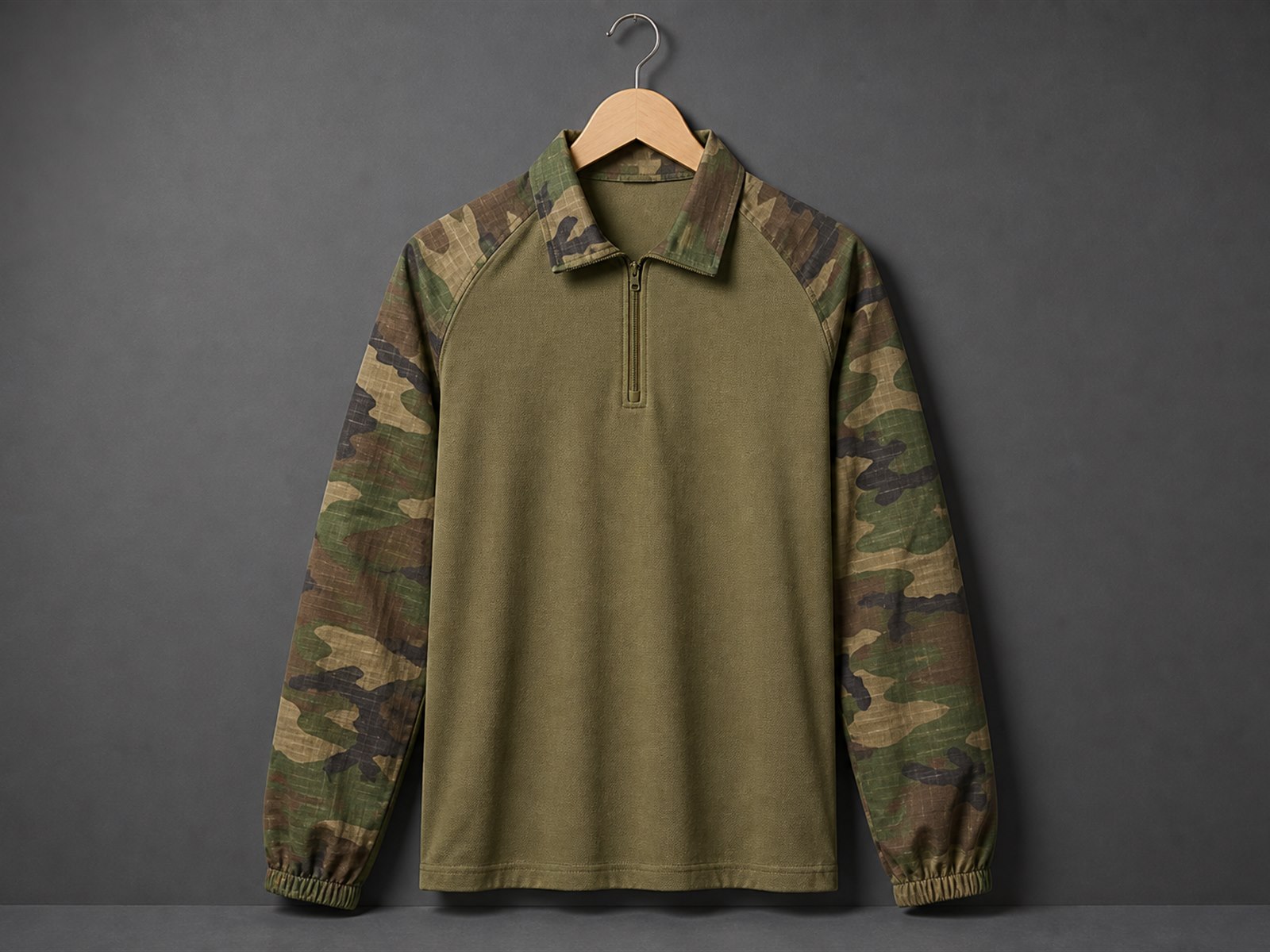 Custom combat shirt with ripstop sleeves and breathable torso fabric manufactured for OEM buyers