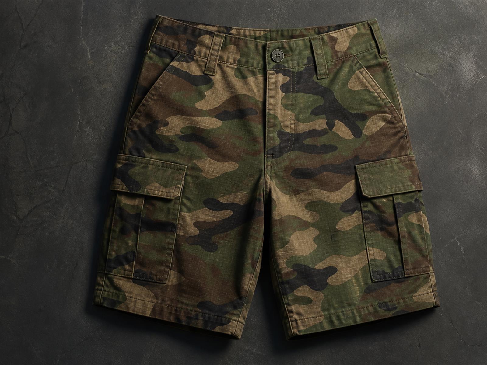 Custom ripstop tactical cargo shorts with reinforced pockets manufactured for OEM uniform buyers