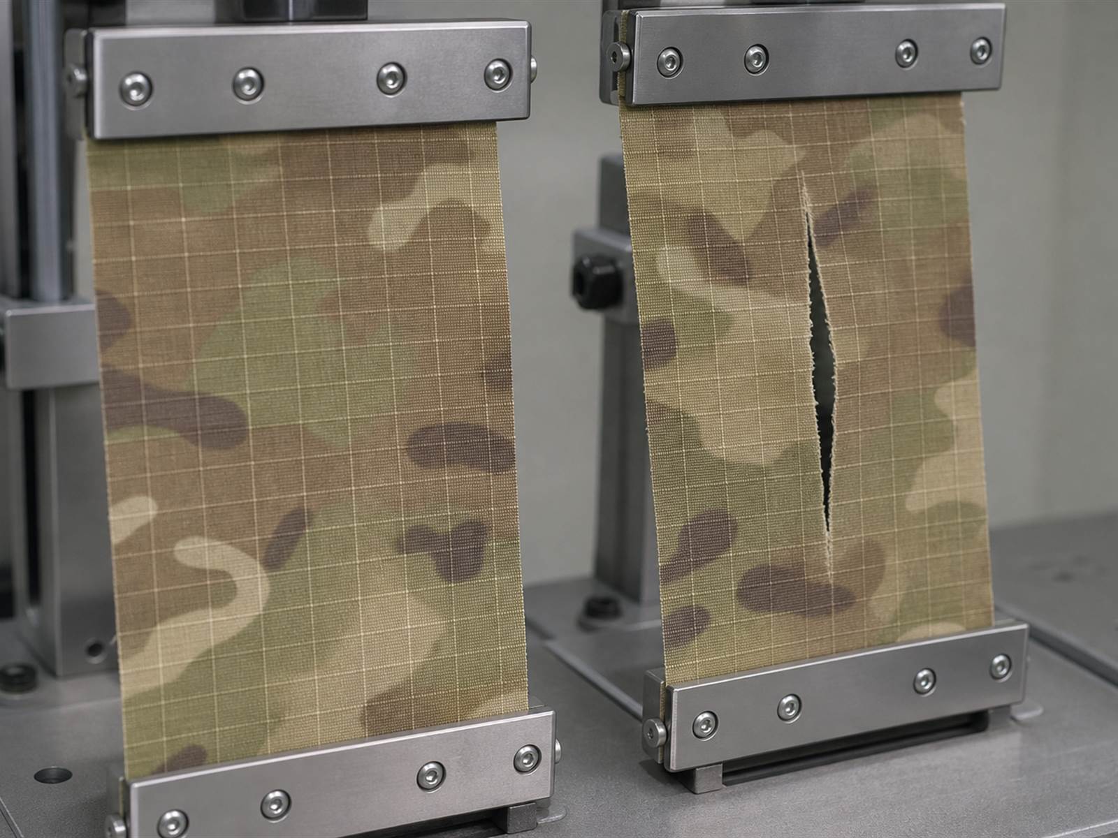 Ripstop tear comparison test setup in the Field Lab
