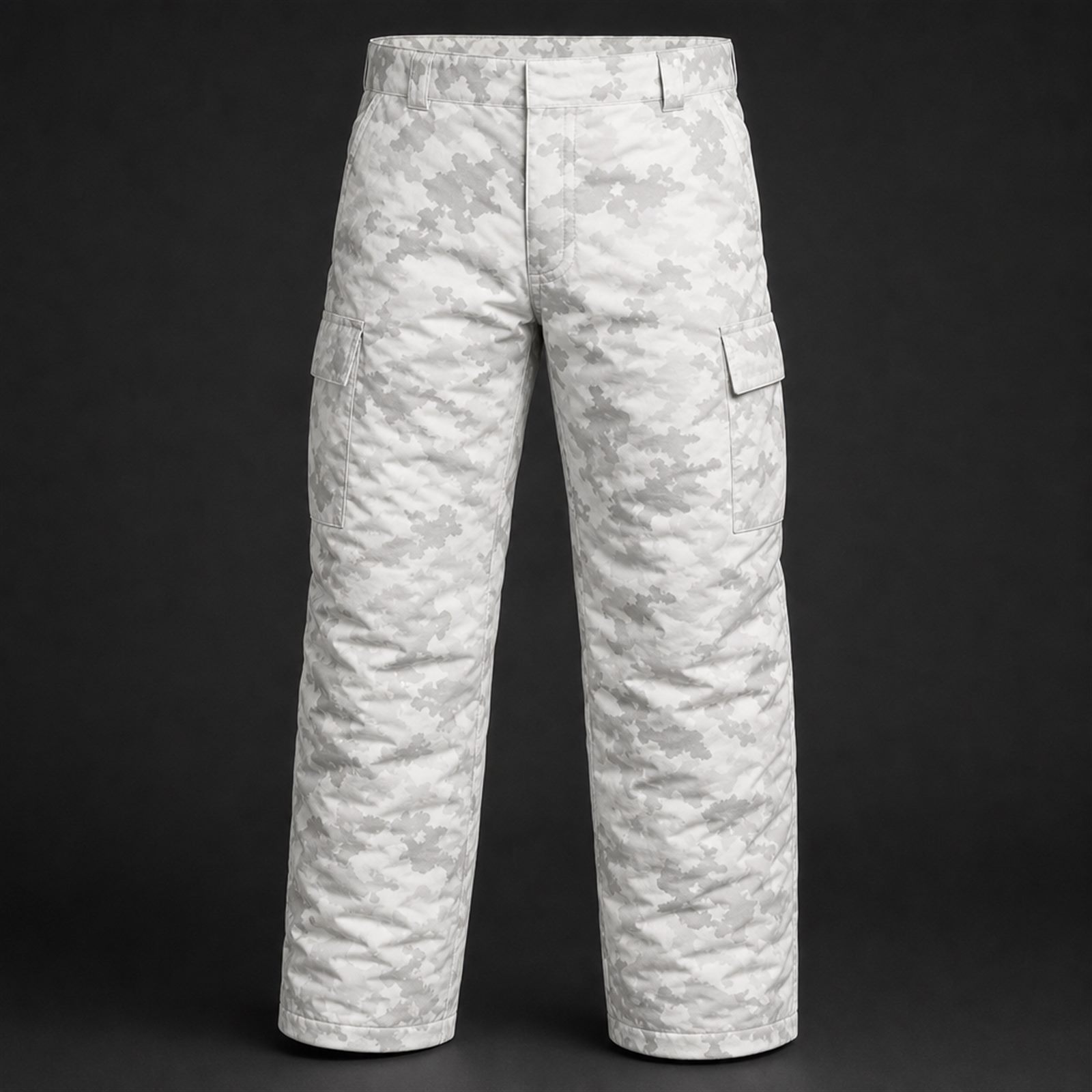 Insulated cold weather field pants with articulated reinforced knees, side leg vents and mapped insulation