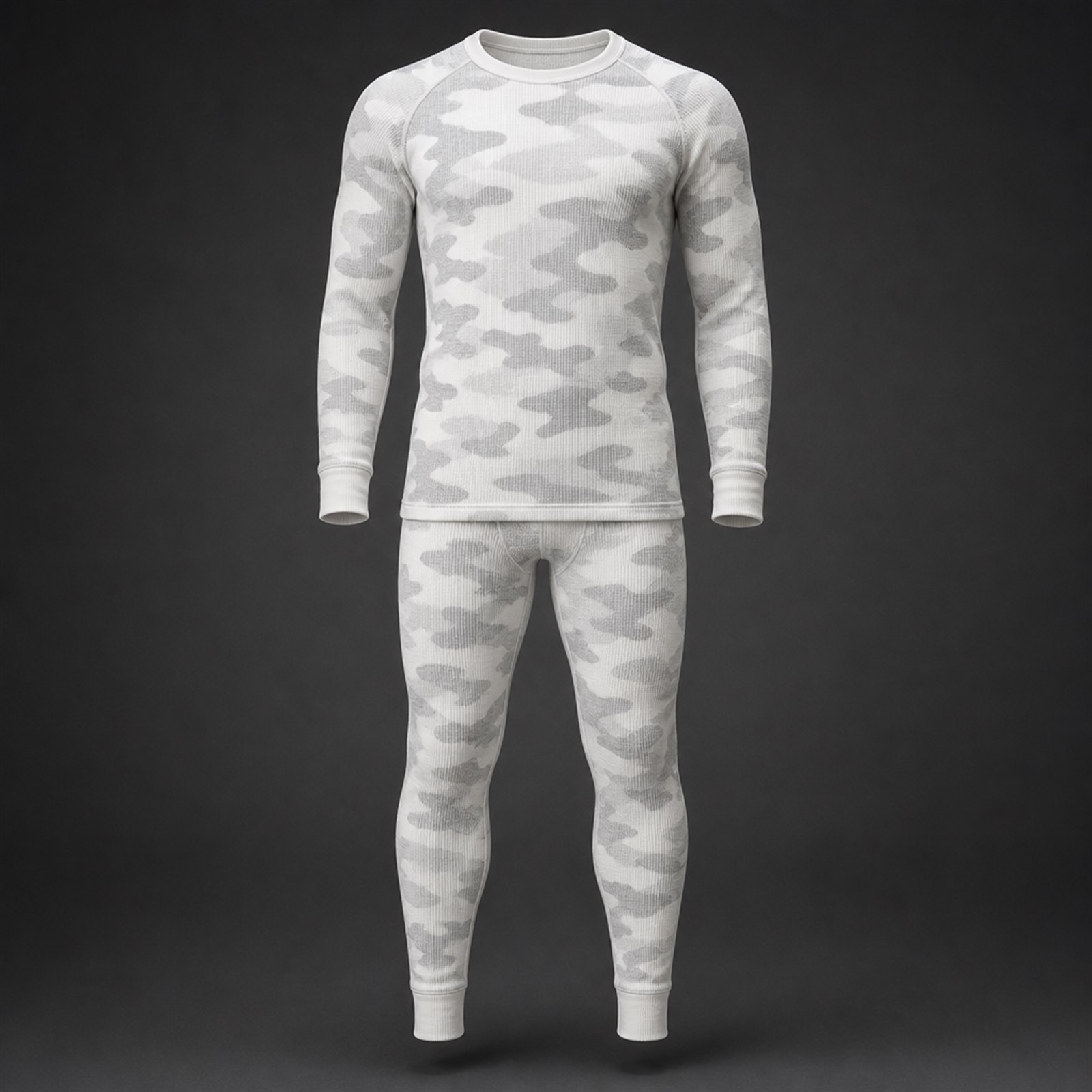 Custom thermal base layer set with flatlock seams and grid fleece knit manufactured for OEM buyers